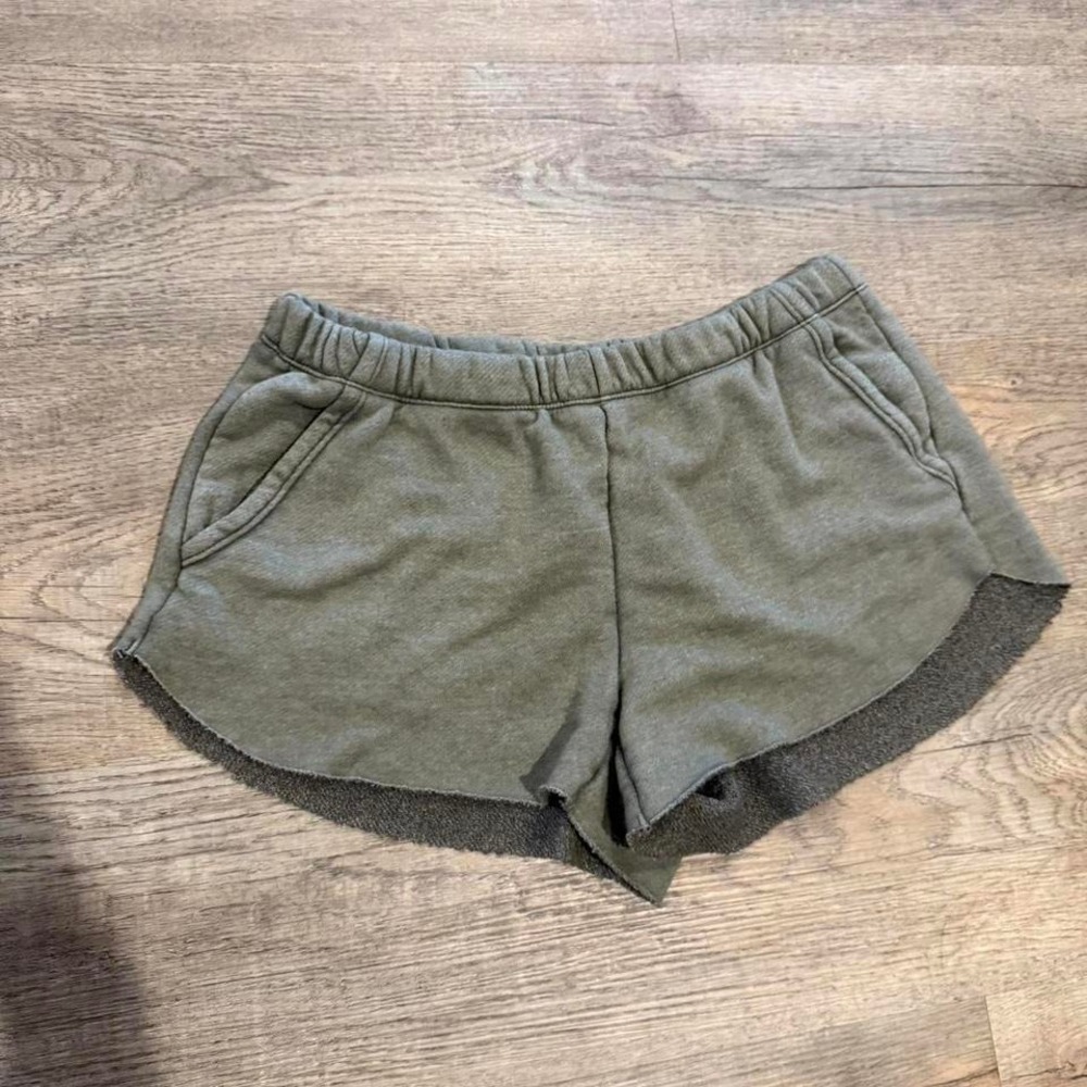 aerie Olive Cozy Sweatshorts with Curved Hem